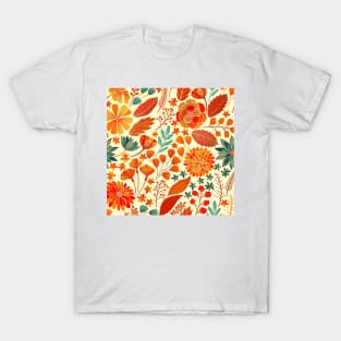 Seamless orange floral pattern T-Shirt